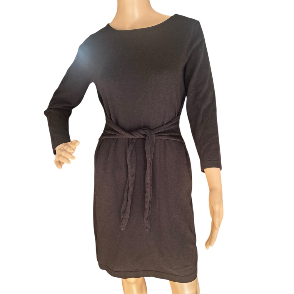 Tommy Bahama Black Belted Sweater Dress Knit Long Sleeve S/P